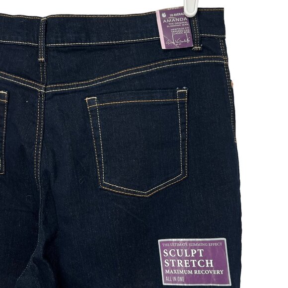 NWT Gloria Vanderbilt Women Amanda Slim Tapered Leg Classic Rise Navy Jeans 18 - Picture 6 of 9